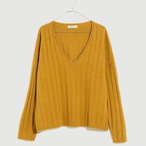 Madewell (Re)sourced Cashmere Stitched-Rib V-Neck Sweater (Never worn w/ Tags)